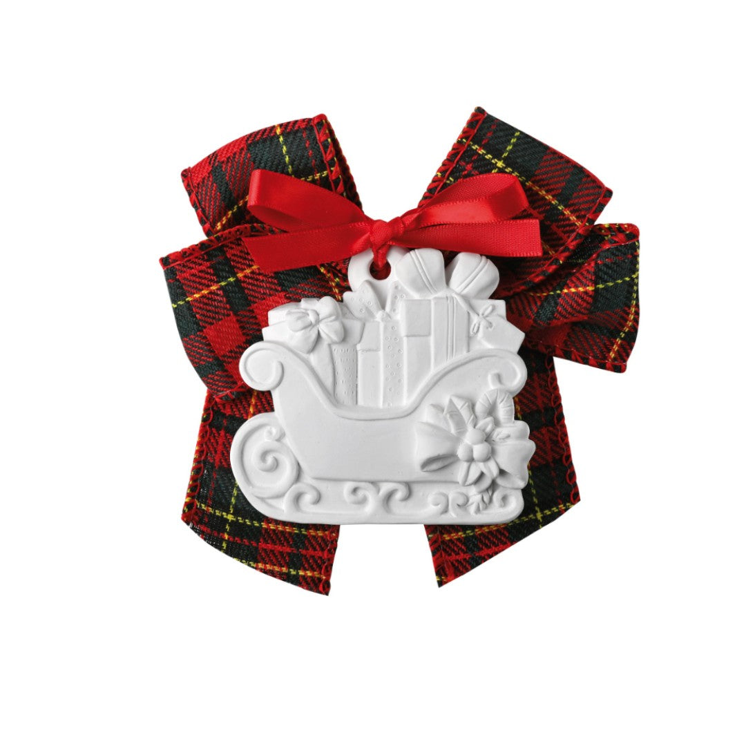 Addobbo slitta con nastro tartan e profumo 5 ml