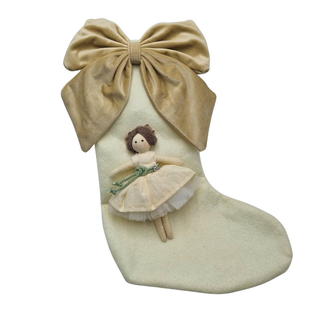 Calza della Befana in panno con bambolina artigianale