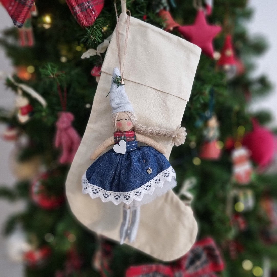 Calza della Befana con bambolina jeans