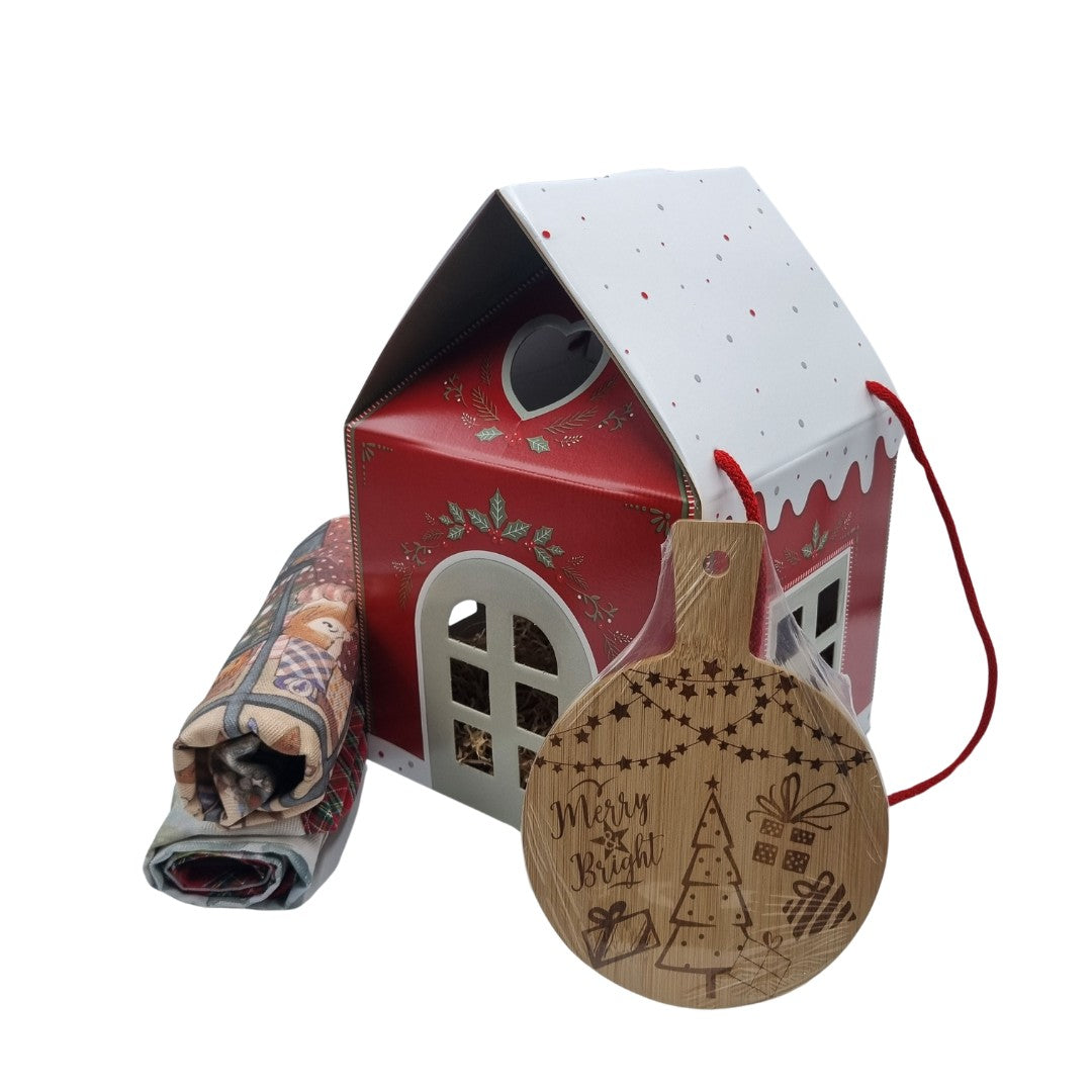Set Natale con tagliere e coppia strofinacci