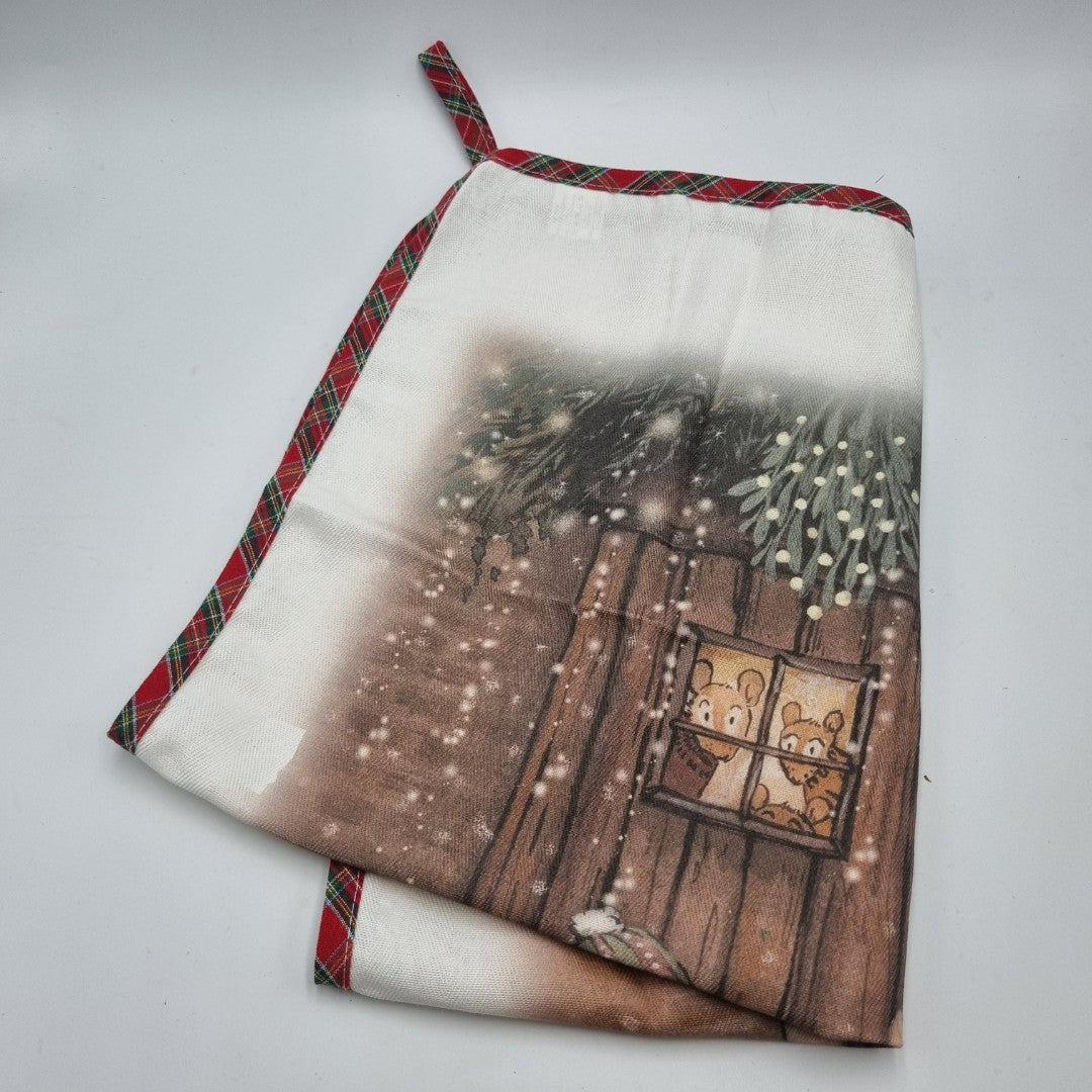 Set Natale con tagliere, pigna e strofinaccio "magico natale"