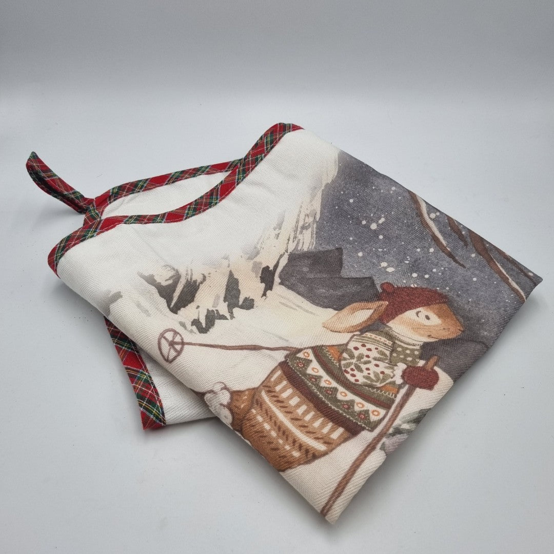 Set Natale con tagliere, pigna e strofinaccio "neve"