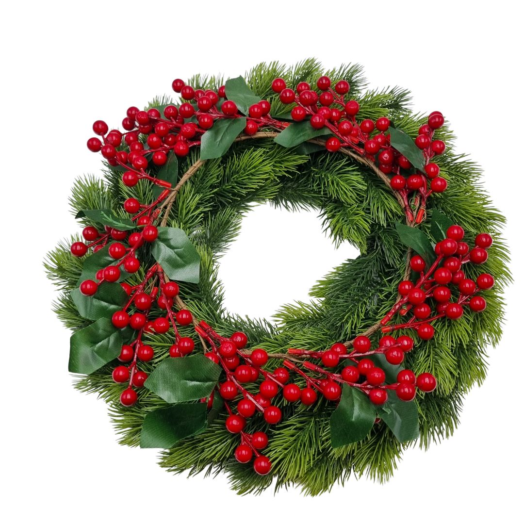 Ghirlanda verde con bacche rosse