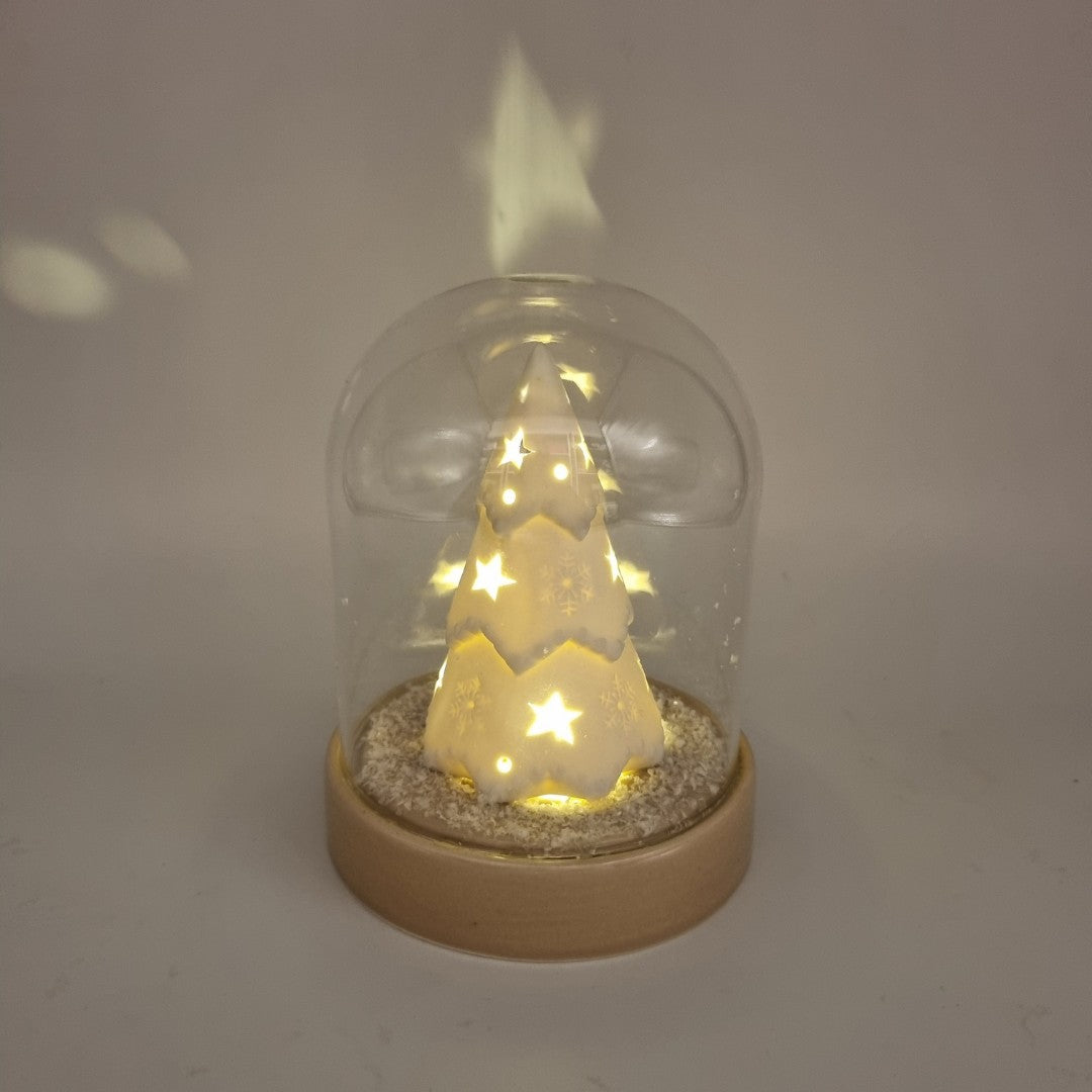 Set di Natale candela orsetto, albero con led e casetta in cartoncino