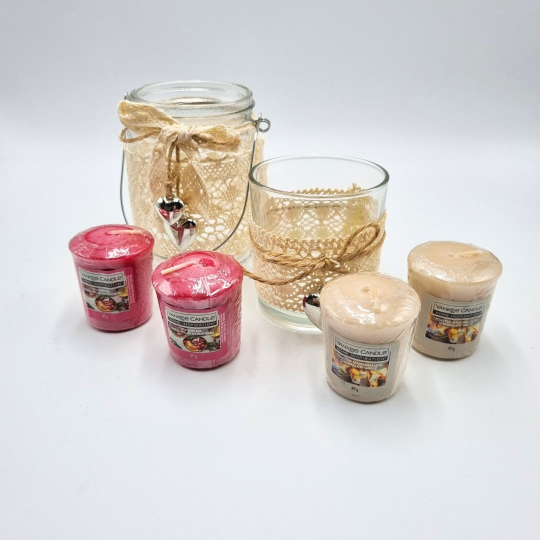 Set porta candela con candela votiva Yankee Candle