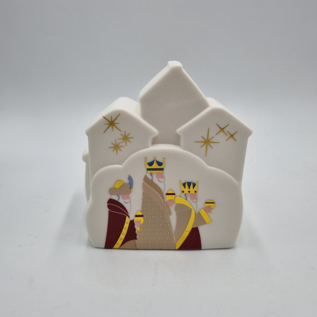 Natività Wald in porcellana oro e rossa