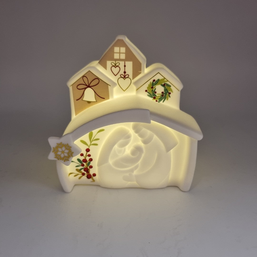 Natività Wald in porcellana oro e rossa