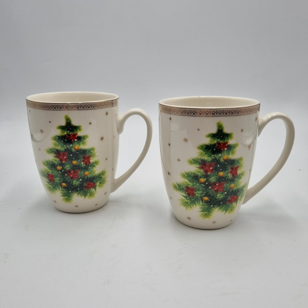Vassoio in legno a forma di stella con due mug e zuccheriera
