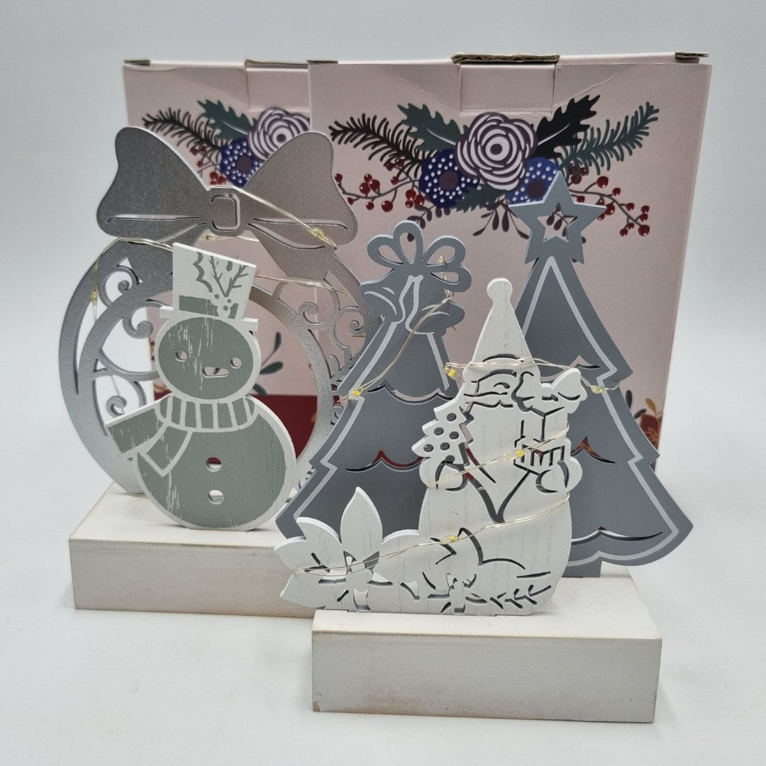 Set due quadretti Natale Wald Babbo Natale e pupazzo di neve
