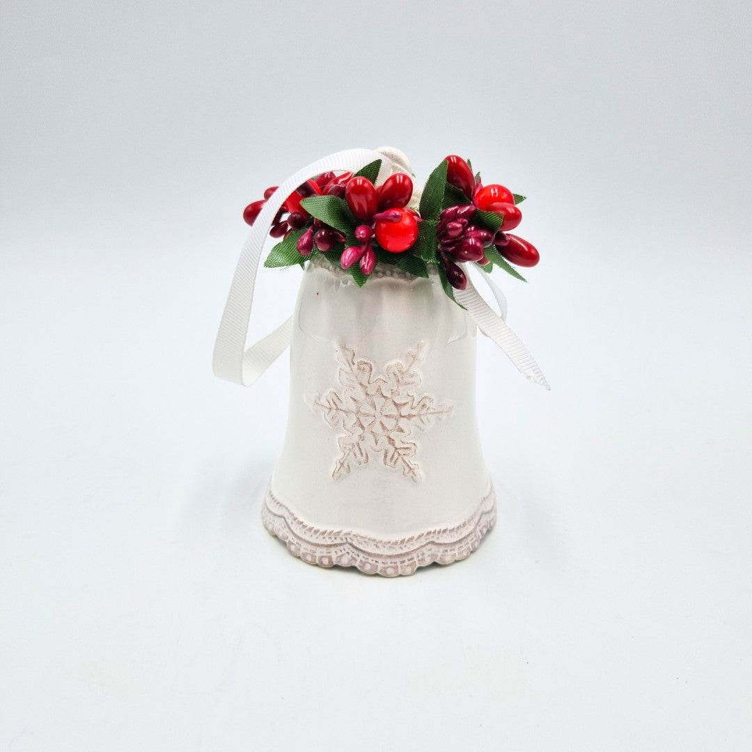 Campana natalizia in ceramica bianca