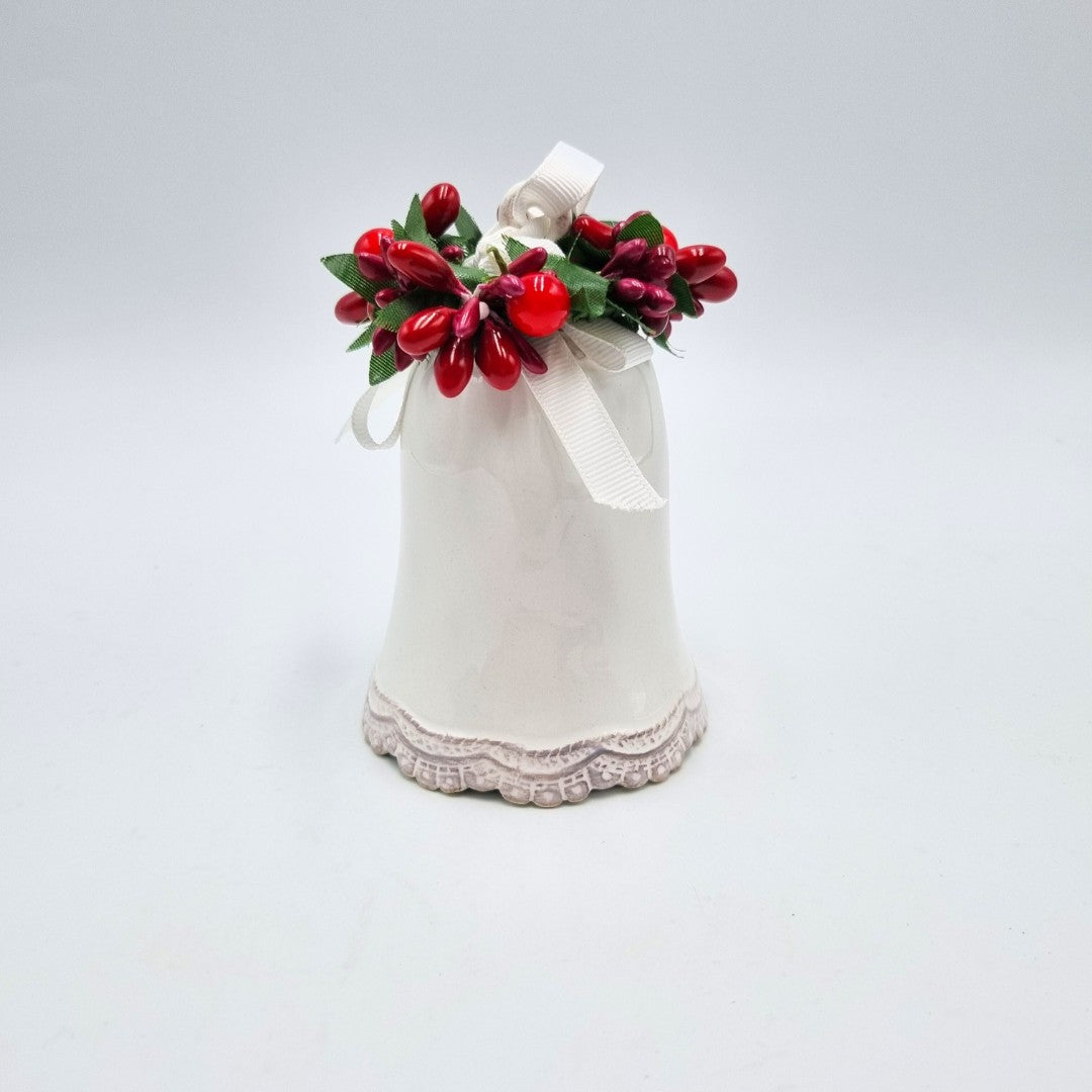 Campana natalizia in ceramica bianca