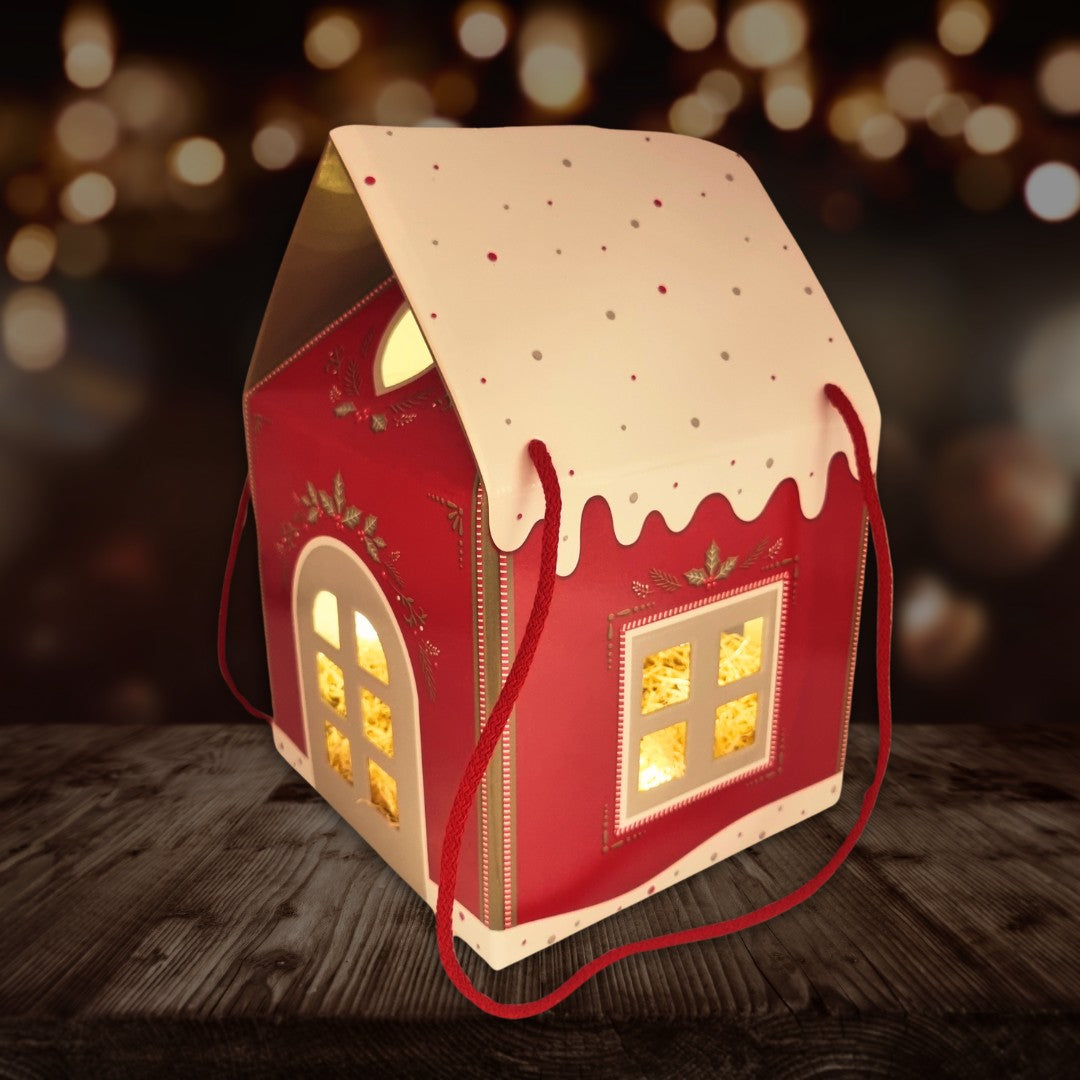 Set Babbo Natale e Albero in ceramica con luce, casetta in cartoncino natalizia