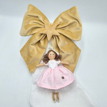 Calza della Befana con bambolina con vestitino rosa