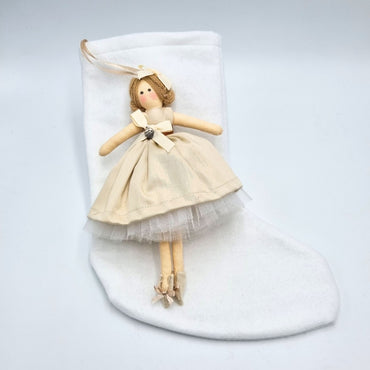 Calza della Befana con Bambolina beige artigianale