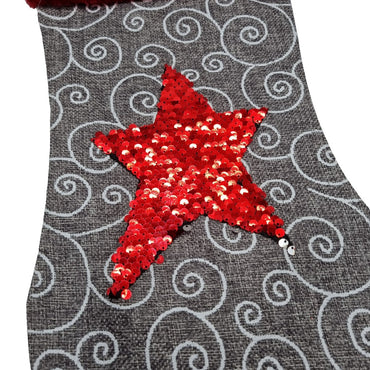 Calza della Befana con albero o stella paillettes