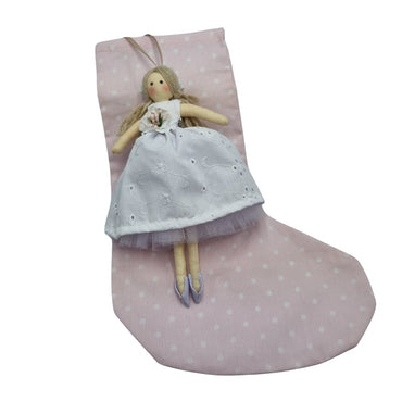 Calza della Befana con Bambolina con vestitino bianco