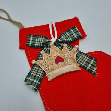 Calza della Befana con applicazione corona