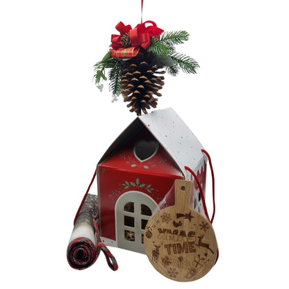 Set Natale con tagliere, pigna e strofinaccio "magico natale"
