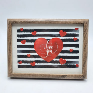 Portafoto in legno con stampa "I love you" e segnalibro cuore