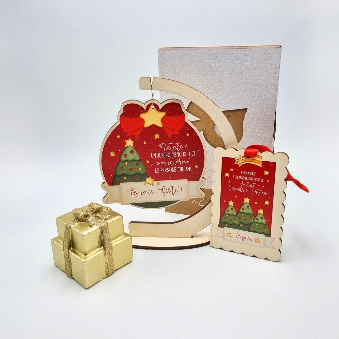 Set Natale candela, sfera e quadretto