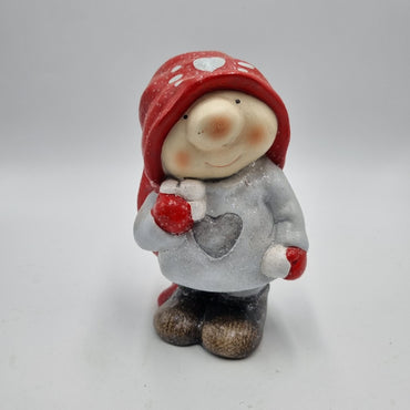 Set di Natale gnomo in ceramica, candela e casetta in cartoncino