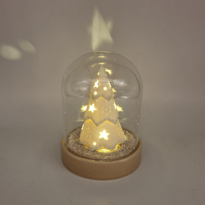 Set di Natale candela orsetto, albero con led e casetta in cartoncino