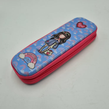 Portapenne e ciondolo portachiavi Santoro rosa e celeste