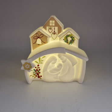 Natività Wald in porcellana oro e rossa