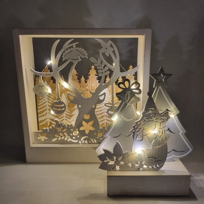 Set due quadretti Natale Wald renna e Babbo Natale