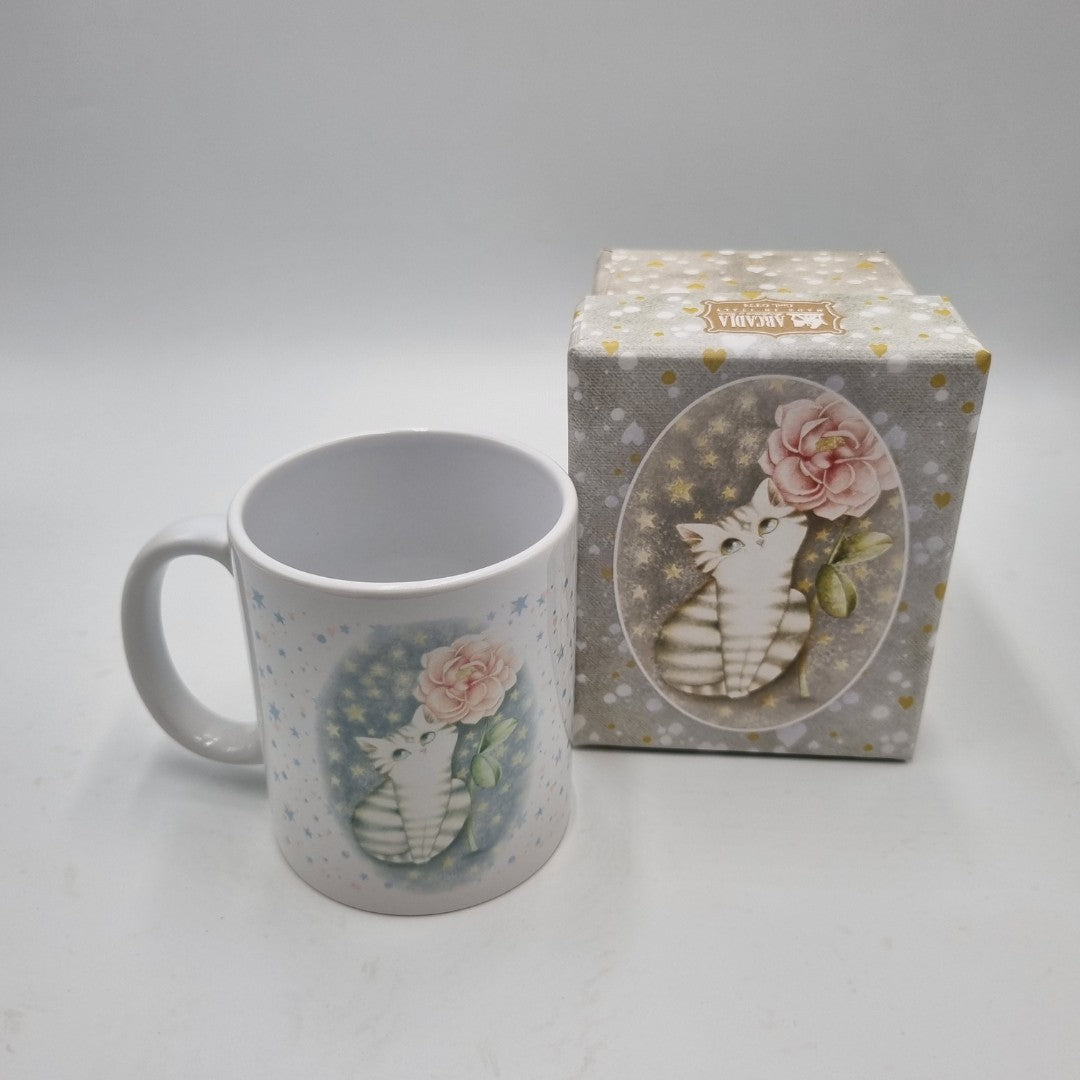 Boule scaldamani e tazza decoro fiori rosa